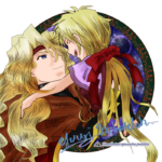 お借りした構図テンプレートをもとに描いたダオスとウィノナ。 お借りしたテンプレートでダオウィノ