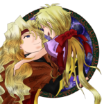 お借りした構図テンプレートをもとに描いたダオスとウィノナ。 お借りしたテンプレートでダオウィノ