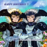 2019年に描いた双子神の現世降臨日を祝うために描いたもの。 2019年双子神誕絵