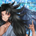 5月30日は双子座の誕生日!ということで黒様も描きました。ライコスの双子座バースデーカードの文章を読んで、「私的に黒様も私にとては天使よね」ってなって描いた天使風の姿で描きました。こちらも厚塗りで着彩。だいぶ筋肉の塗り方が掴めてきました。 2022年双子座誕絵_黒サガ